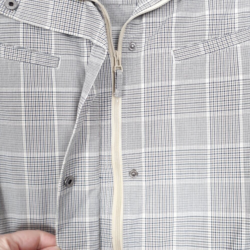 Christopher & Banks Womens Vest L Beige Black Plaid Zip Snap 247 - Picture 4 of 7